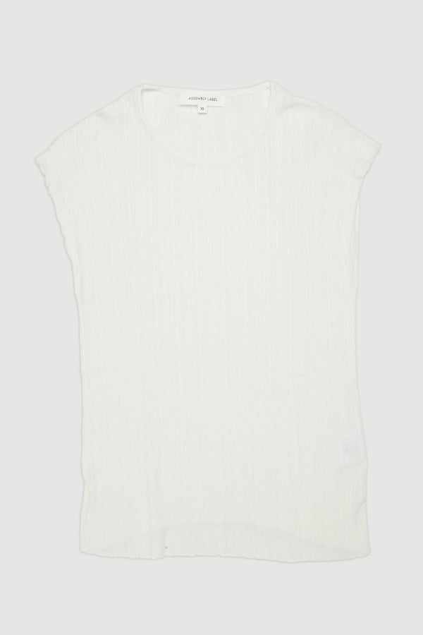 Re-Worn Womens Cotton Blend Textured Cap Sleeve Tee