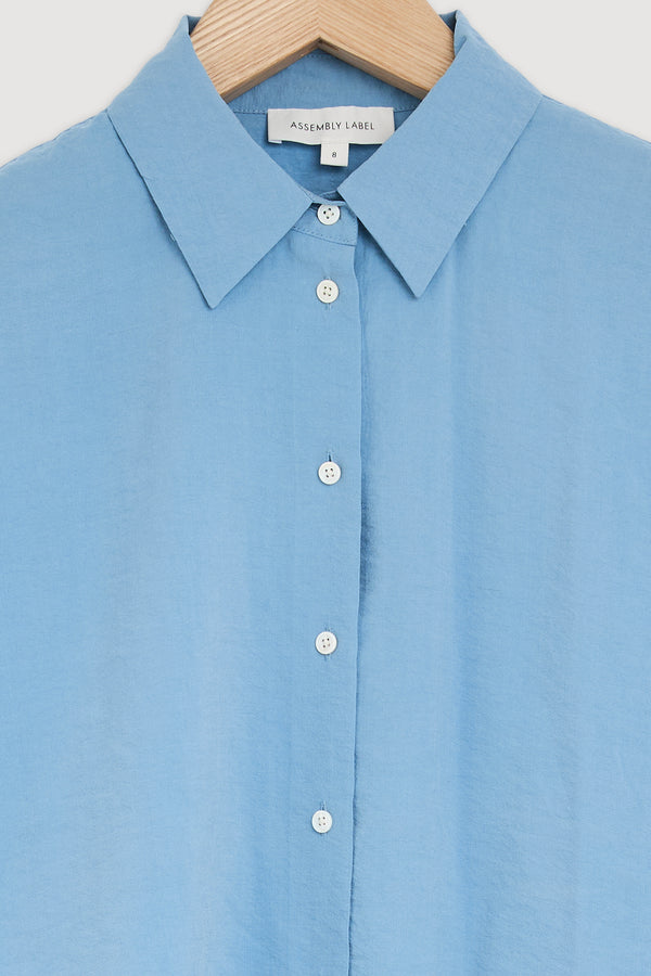 Re-Worn Womens Silk Blend Textured Short Sleeve Shirt