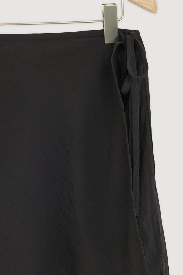 Re-Worn Heather Silk Blend Wrap Mini Skirt