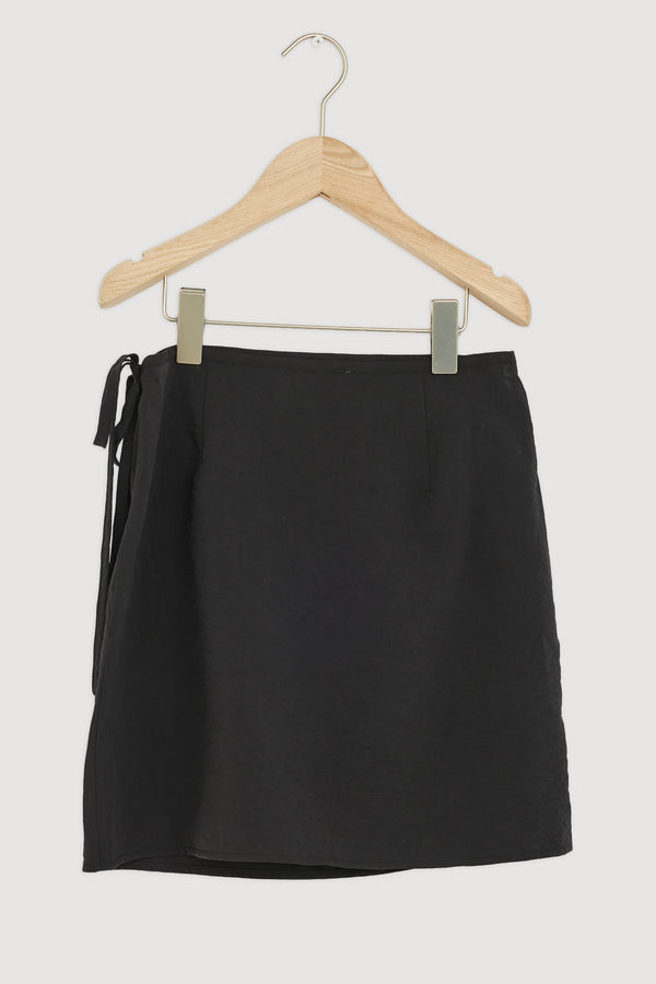 Re-Worn Heather Silk Blend Wrap Mini Skirt