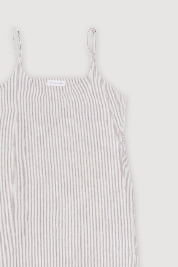 Re-Worn Womens Linen Stripe Slip Dress
