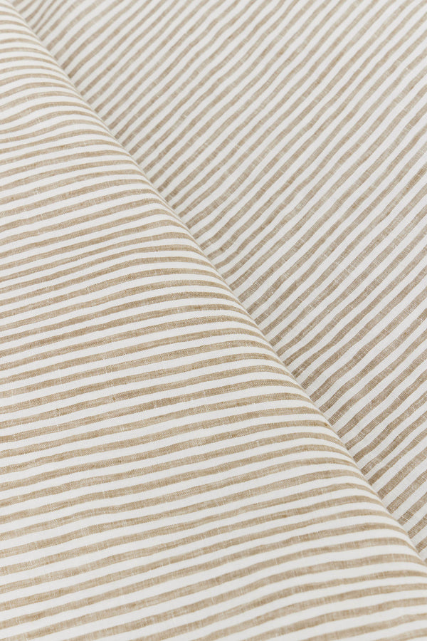 Linen Fitted Sheet Olive Stripe