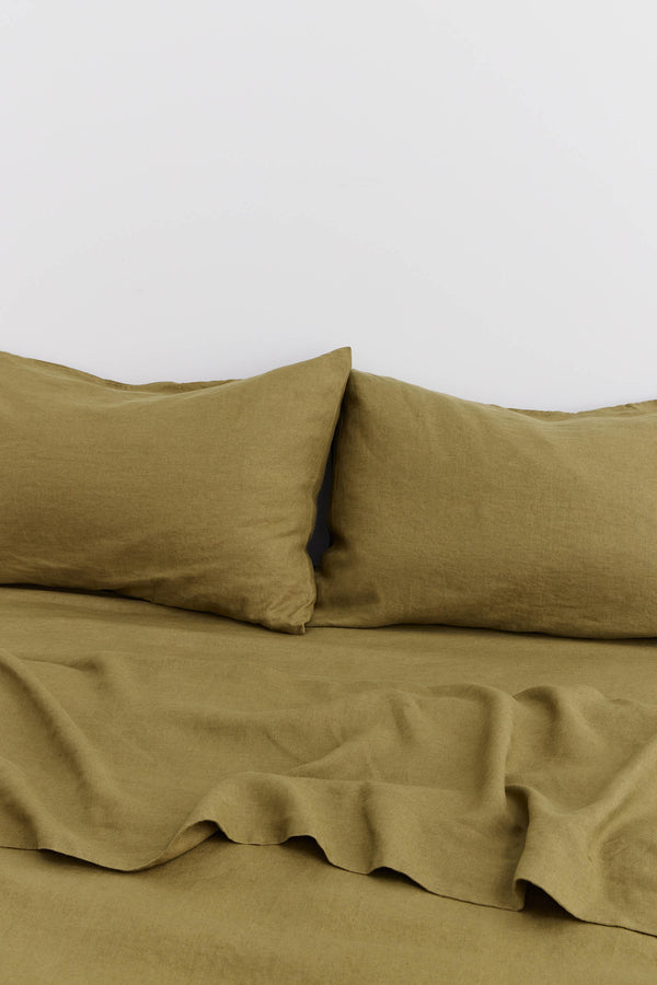 Linen Standard Pillow Cases Olive