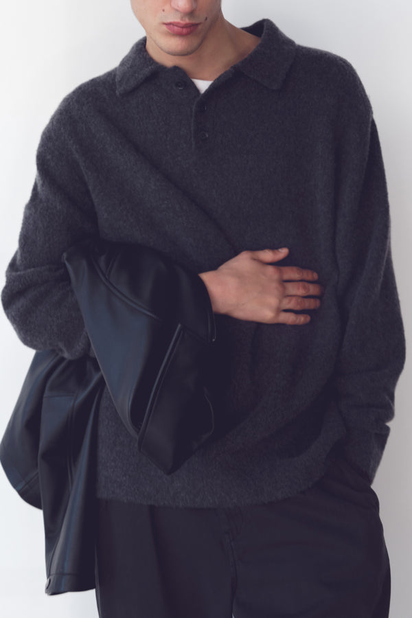 Dover Boucle Knit Cashmere Polo