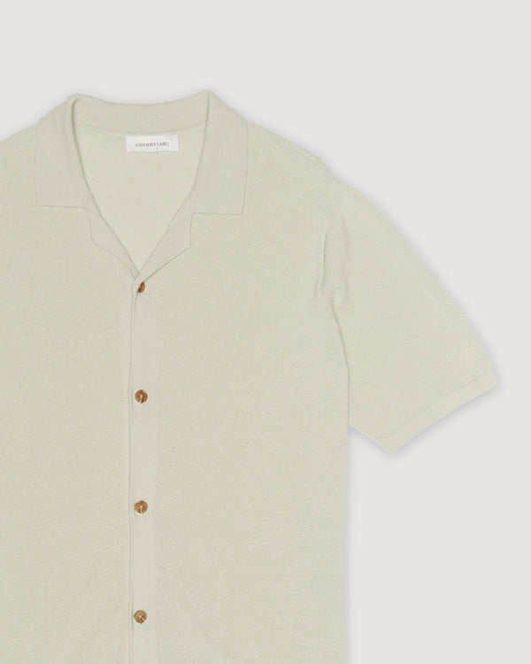 Re-Worn Mens Linen Blend Textured Knit Shirt