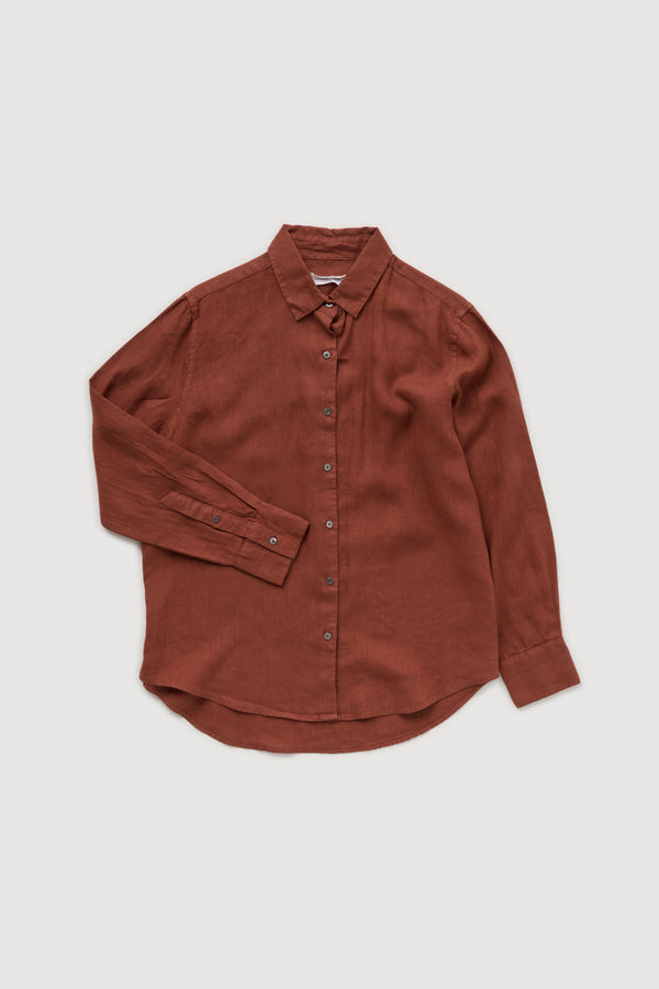 Re-Worn Womens Linen Textured Long Sleeve Shirt