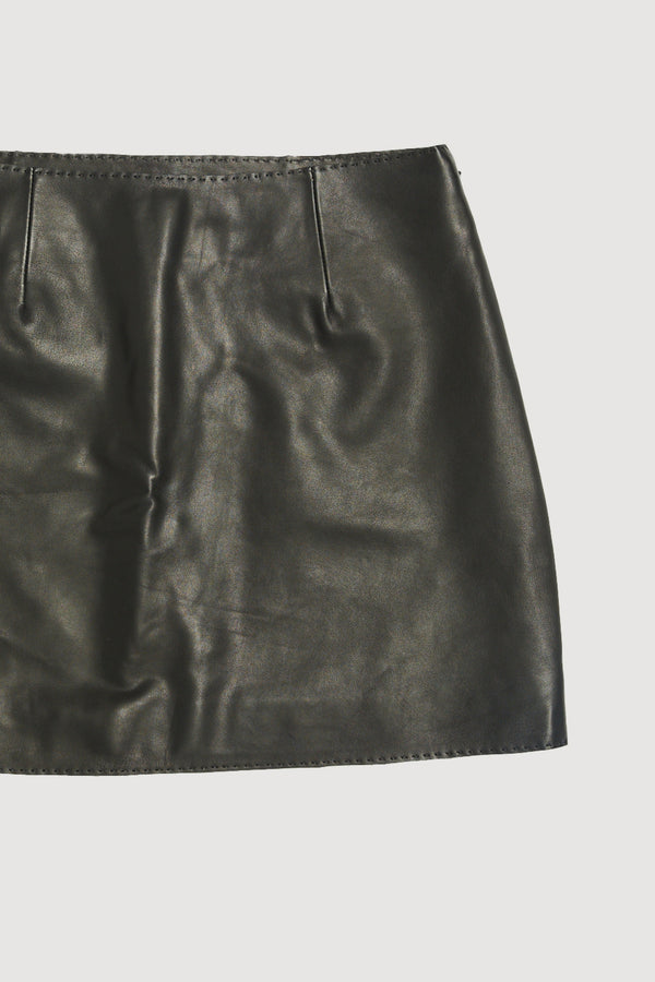 Re-Worn Womens Dyed Leather Mini Skirt