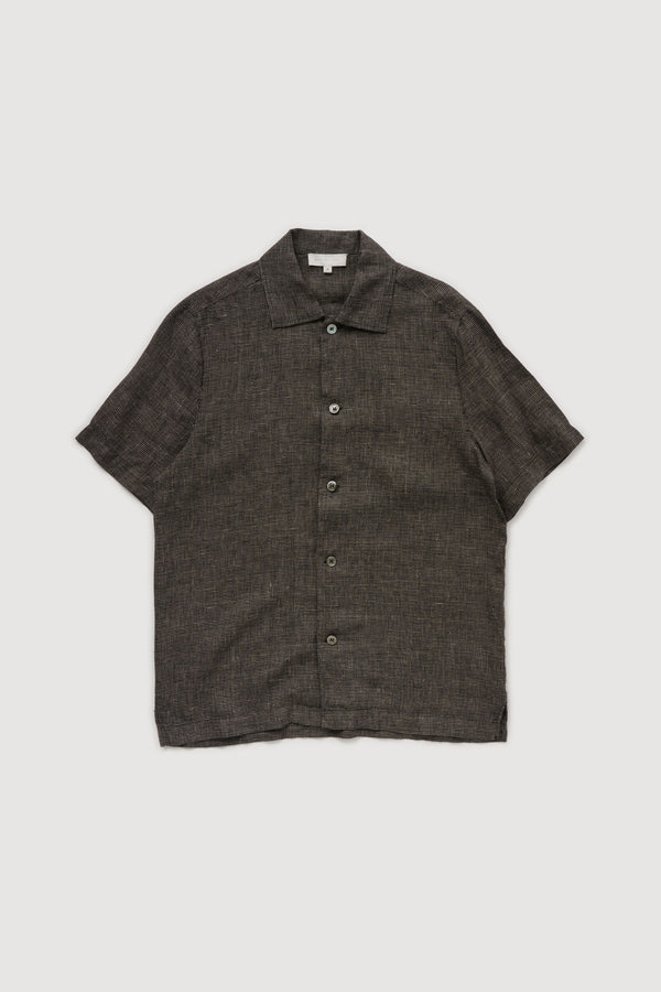 Re-Worn Mens Linen Textured Short Sleeve Shirt