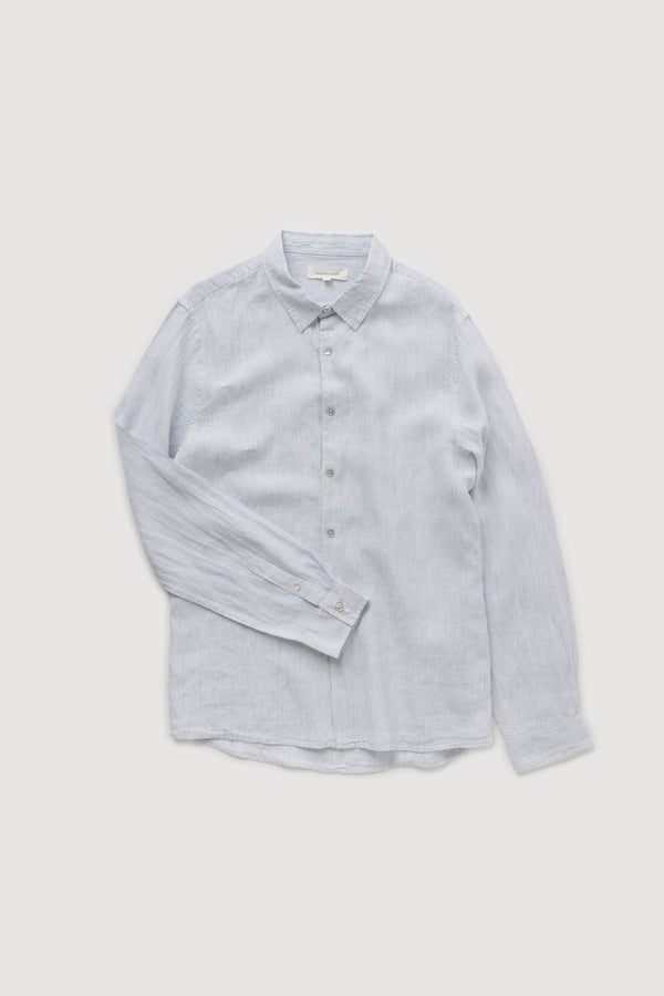 Re-Worn Mens Linen Stripe Long Sleeve Shirt