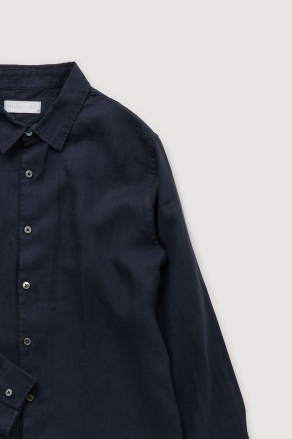 Re-Worn Mens Linen Textured Long Sleeve Shirt