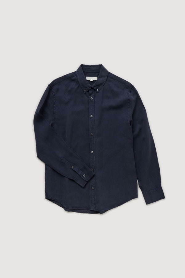 Re-Worn Mens Linen Blend Textured Long Sleeve Shirt