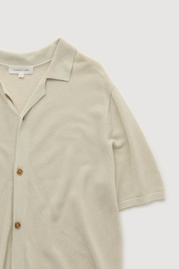 Re-Worn Mens Linen Blend Textured Short Sleeve Shirt