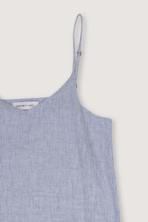 Re-Worn Womens Linen Stripe Slip Dress