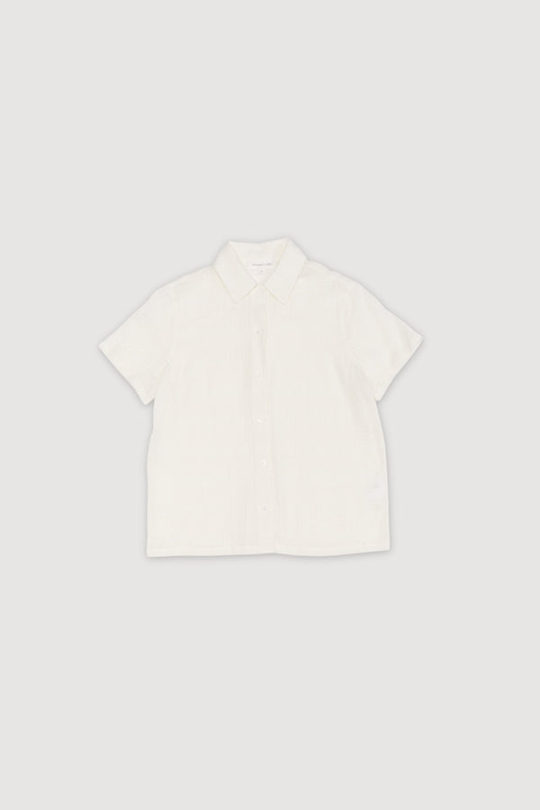 Re-Worn Womens Linen Blend Textured Short Sleeve Shirt