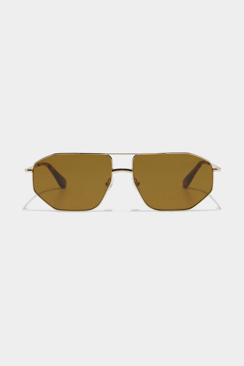 Pilot Metal Angular Frame Gold Sunglasses