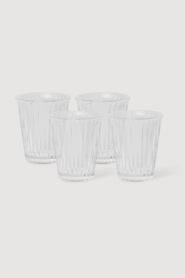 Service projects set of 4 glasses made from crystal against a white background.
