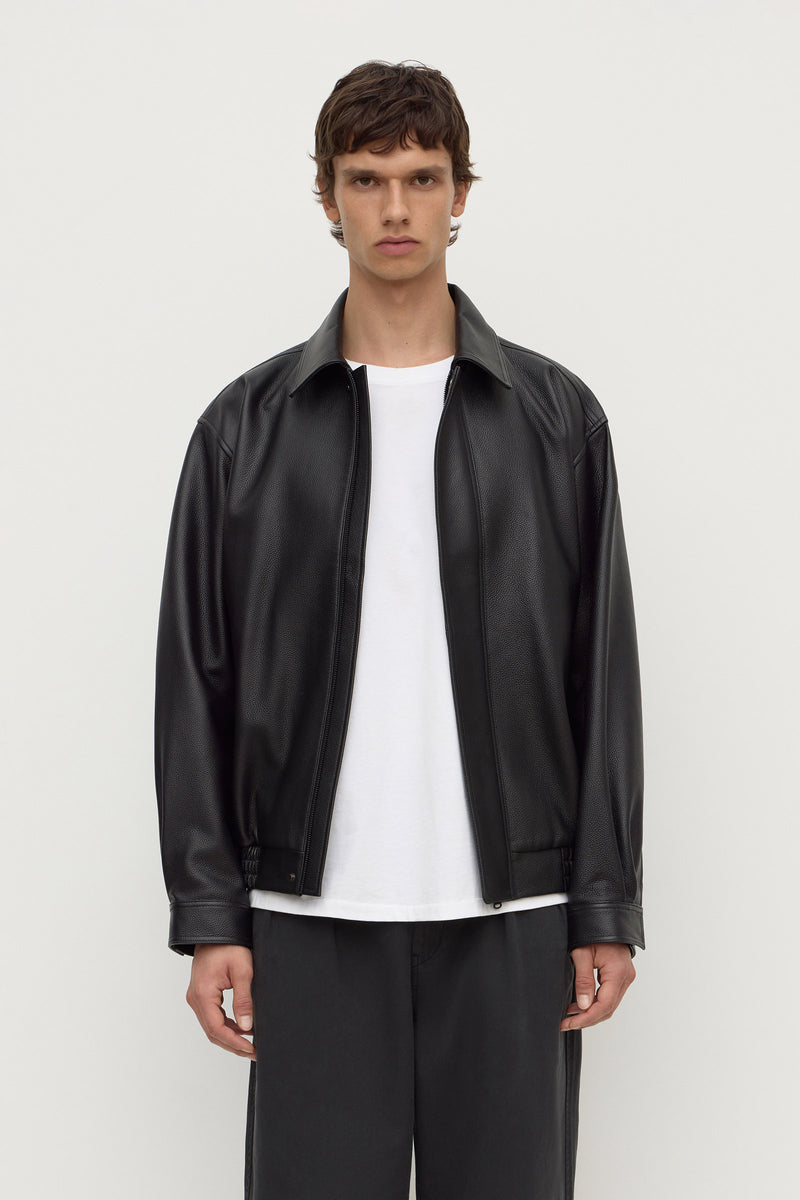 Mens Bank Leather Jacket Black | Assembly Label