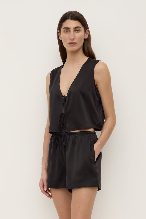 Beal Silk Tie Front Top