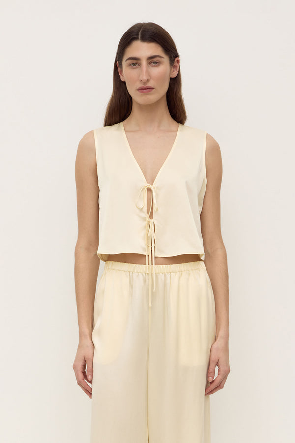 Beal Silk Tie Front Top