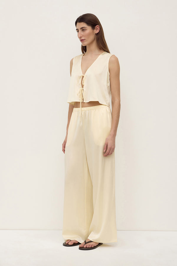 Beal Silk Tie Front Top