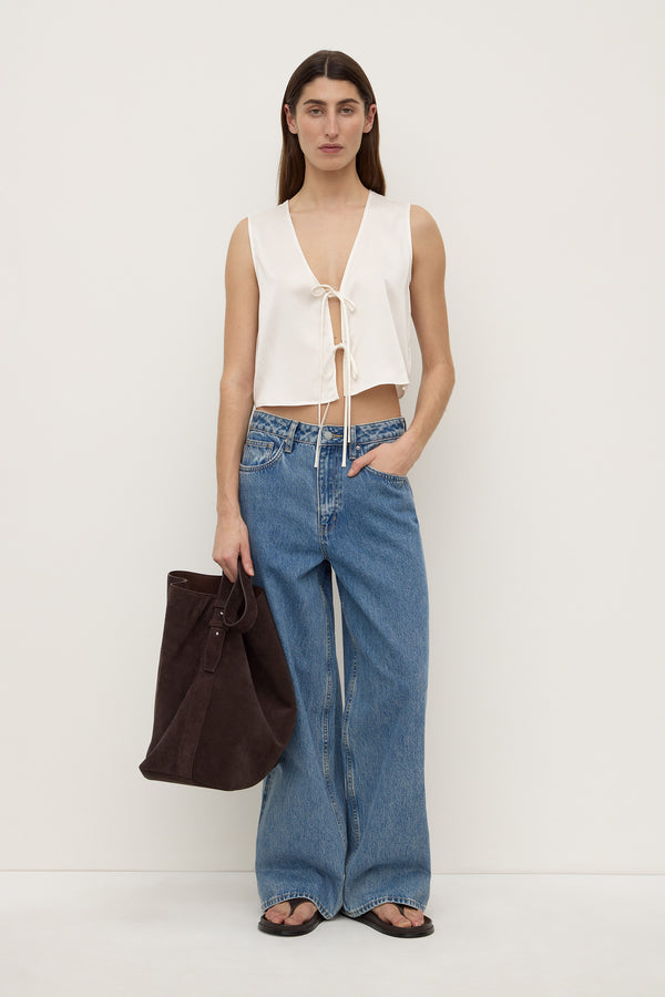 Beal Silk Tie Front Top