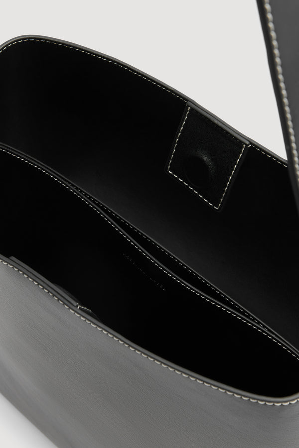Charlie Leather Shoulder Bag Black-3jpg