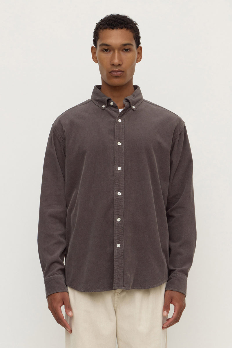 Mens Cord Long Sleeve Shirt Washed Graphite | Assembly Label
