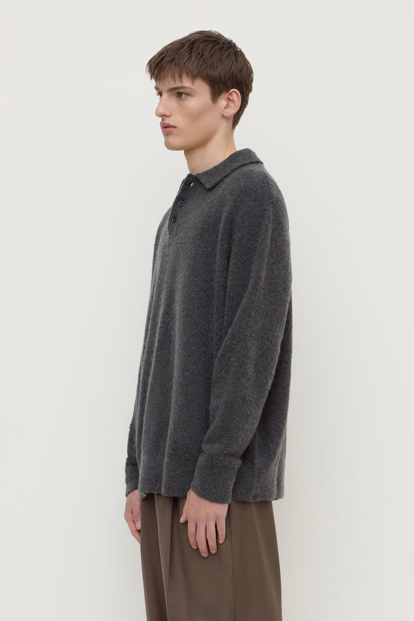 Dover Boucle Knit Cashmere Polo
