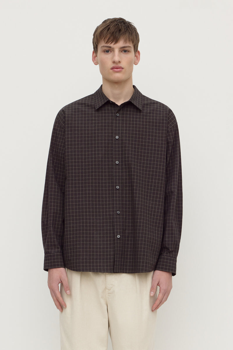 Mens Eddie Check Long Sleeve Shirt Black/Brown | Assembly Label