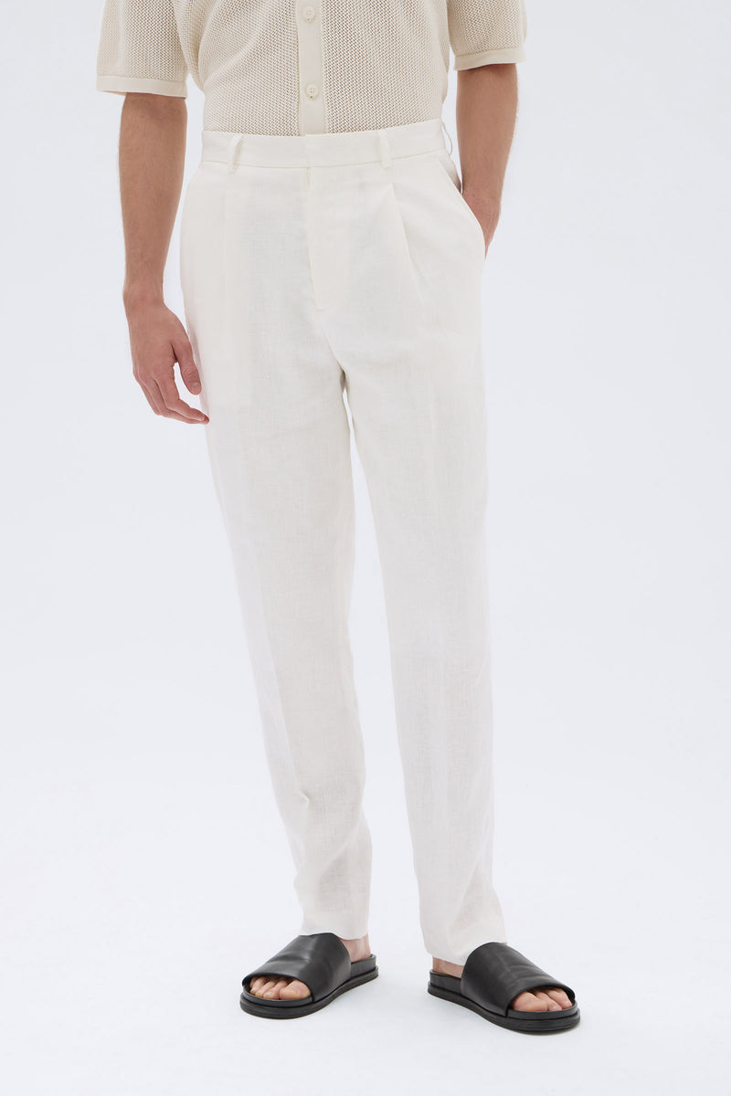 Mens Ellis Linen Pant Cream Assembly Label