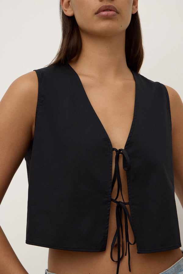 Emmy Tie Front Top Black-8