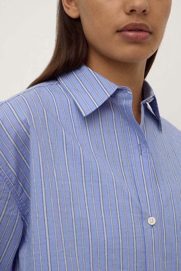 Erina Stripe Long Sleeve Shirt Blue White Stripe-10
