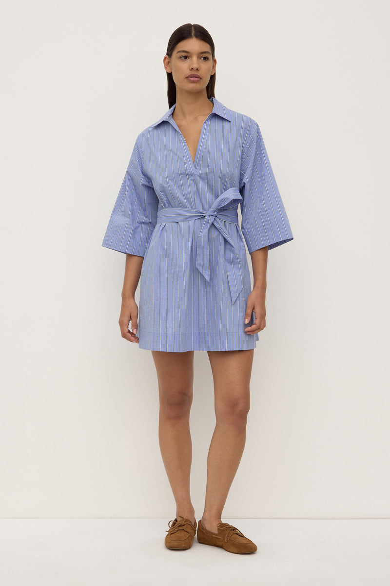 Womens Erina Stripe Mini Shirt Dress Blue/White Stripe