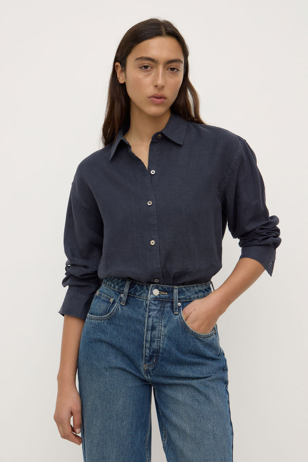 Everyday_Womens_Linen_Long_Sleeve_Shirt_True_Navy_0977jpeg