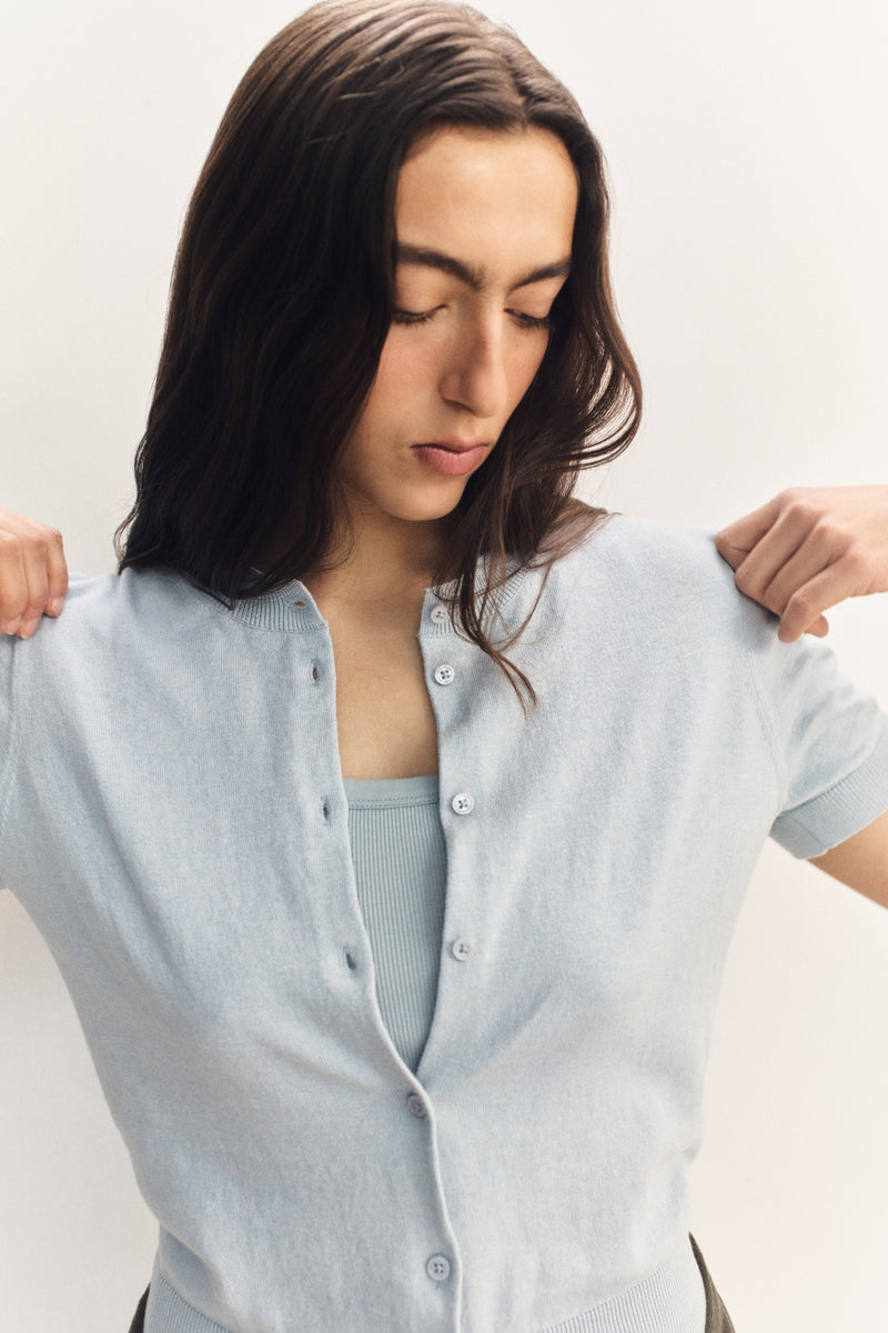 Assembly Label Ladies Black Short Sleeve Cardigan Assembly Label