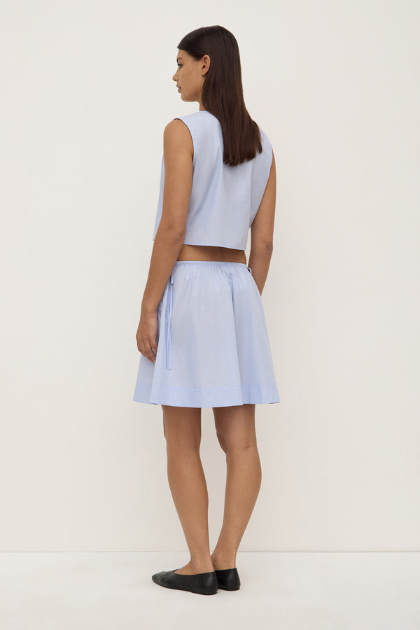 Havana Stripe Poplin Skirt Blue White Stripe-6