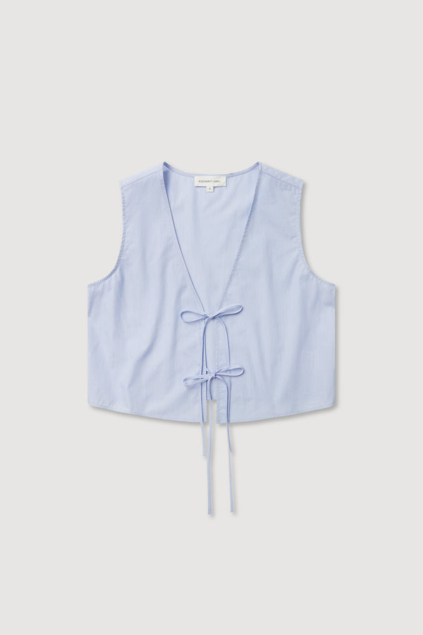 Havana Stripe Poplin Tie Front Top