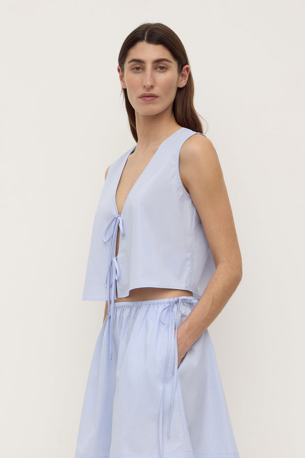 Re-Worn Havana Stripe Poplin Tie Front Top