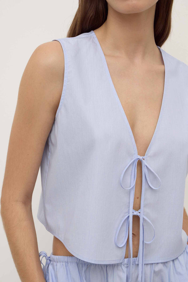 Re-Worn Havana Stripe Poplin Tie Front Top