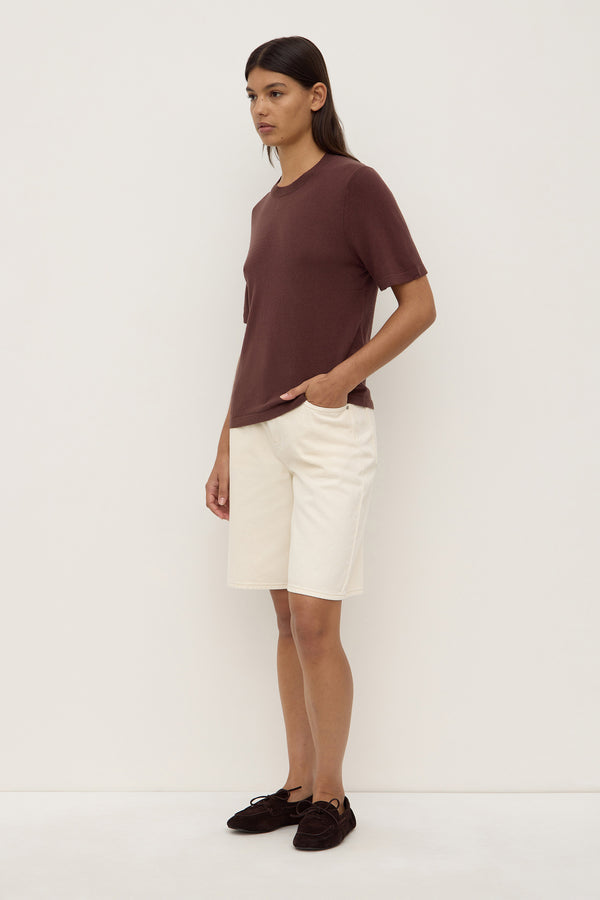 June Silk Knit Tee Espresso-5