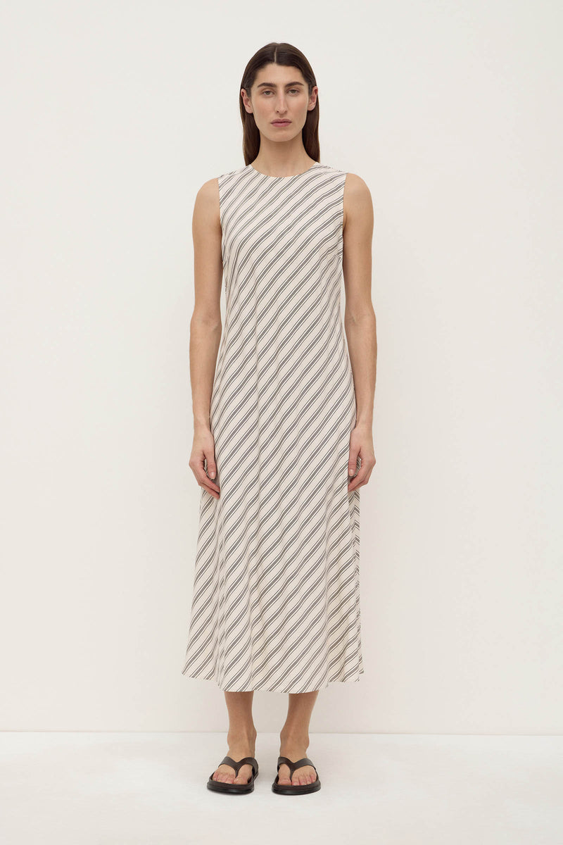 riley cream stripe midi dress Womens Lenny Stripe Midi Dress Cream/Smoke