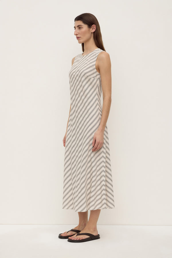 Lenny_Stripe_Midi_Dress_Cream_Black_1812