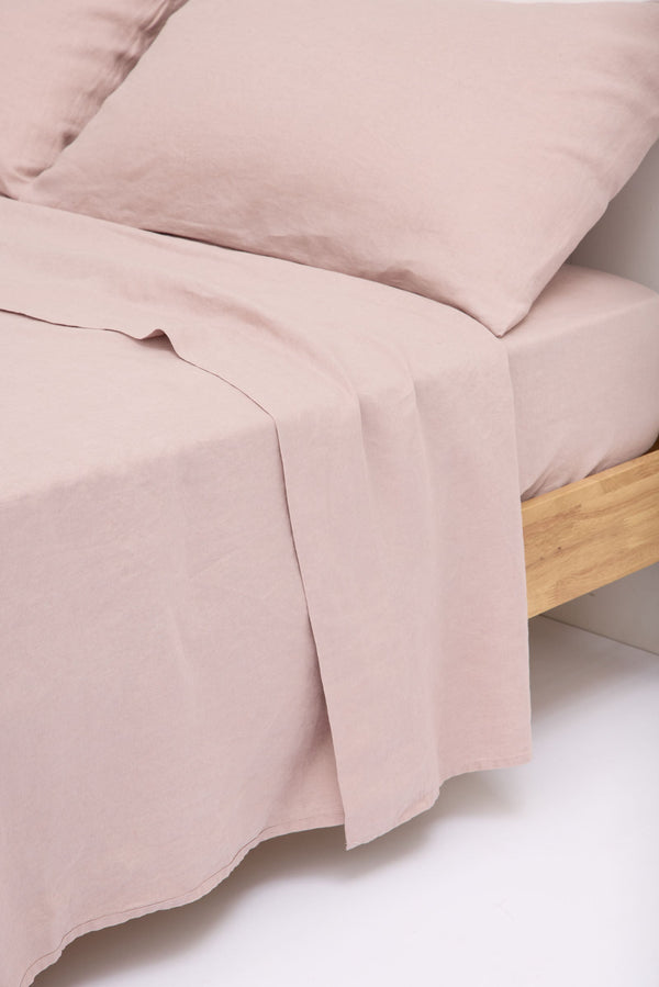 Linen Fitted Sheet Rose