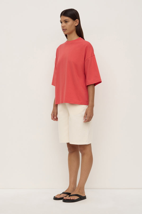 Max Cotton Oversized Tee Washed Chilli-3