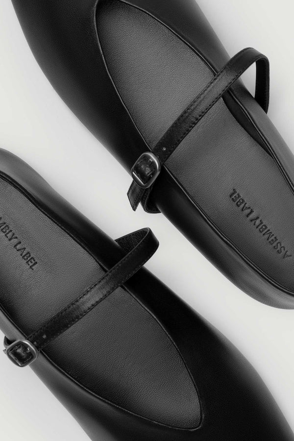 Millie Leather Ballet Flat Black-3