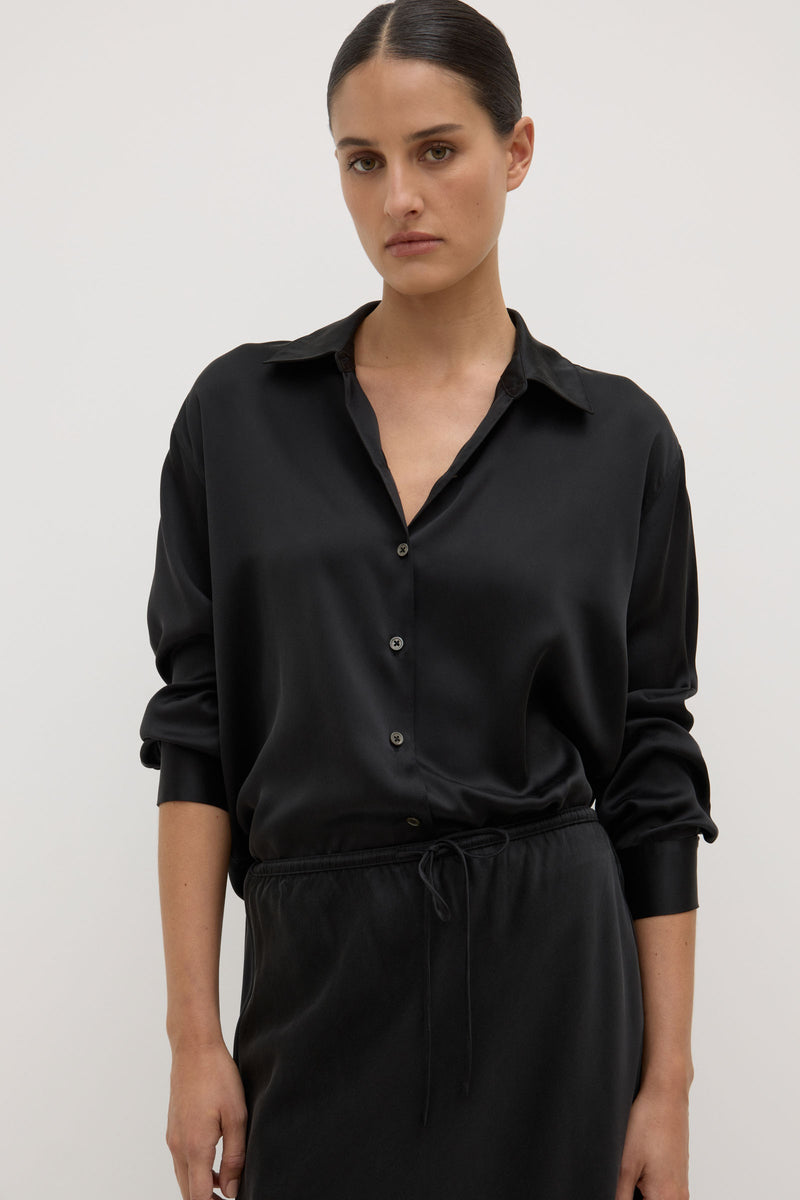 Womens Pippa Silk Long Sleeve Shirt Black | Assembly Label