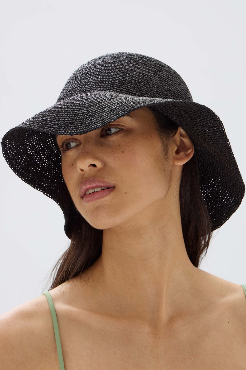 noroll detours hat black NOROLL RAFFIA BUCKET HAT NOROLL DETOURS
