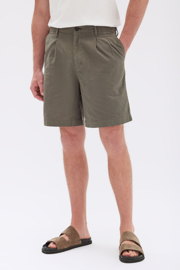 Re-Worn Stan Pleated Cotton Linen Short