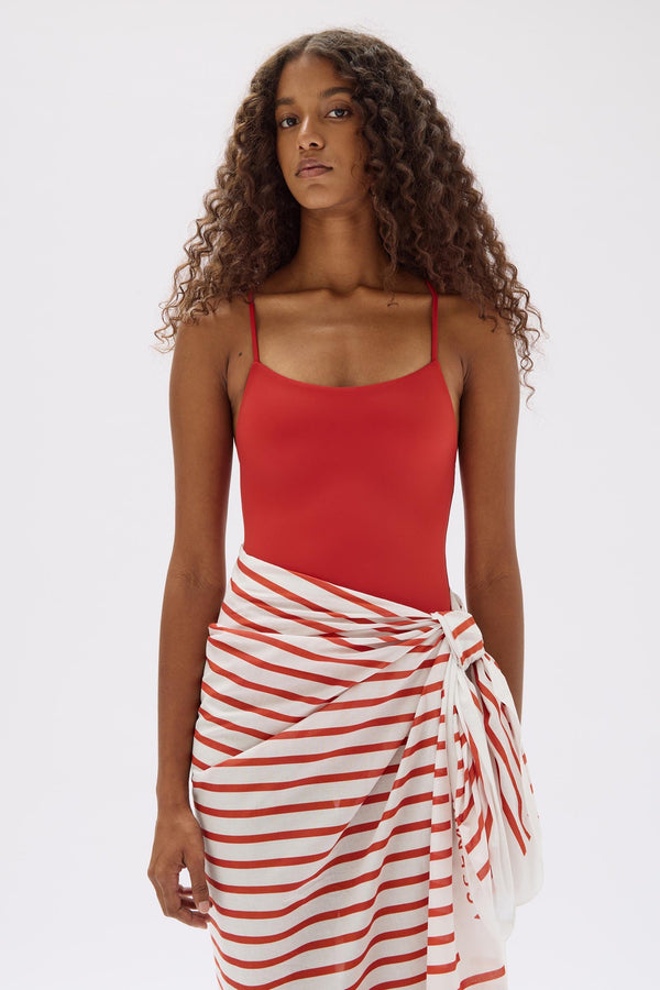 Scoop Neck Tie Back One Piece