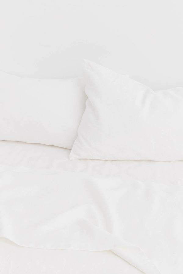 Linen Fitted Sheet White